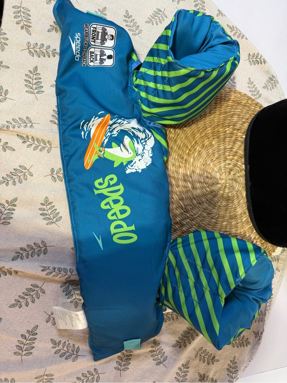 Speedo Kids Teal Blue & Lime Green Swim Float Vest with Surf Graphic